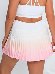 Women's Plus Ombre Print Wrap Waist Pleated Tennis Skort