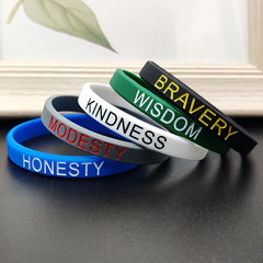 5 pcs Positive Words Silicone Wristbands Inspirational Messages Solid Colors