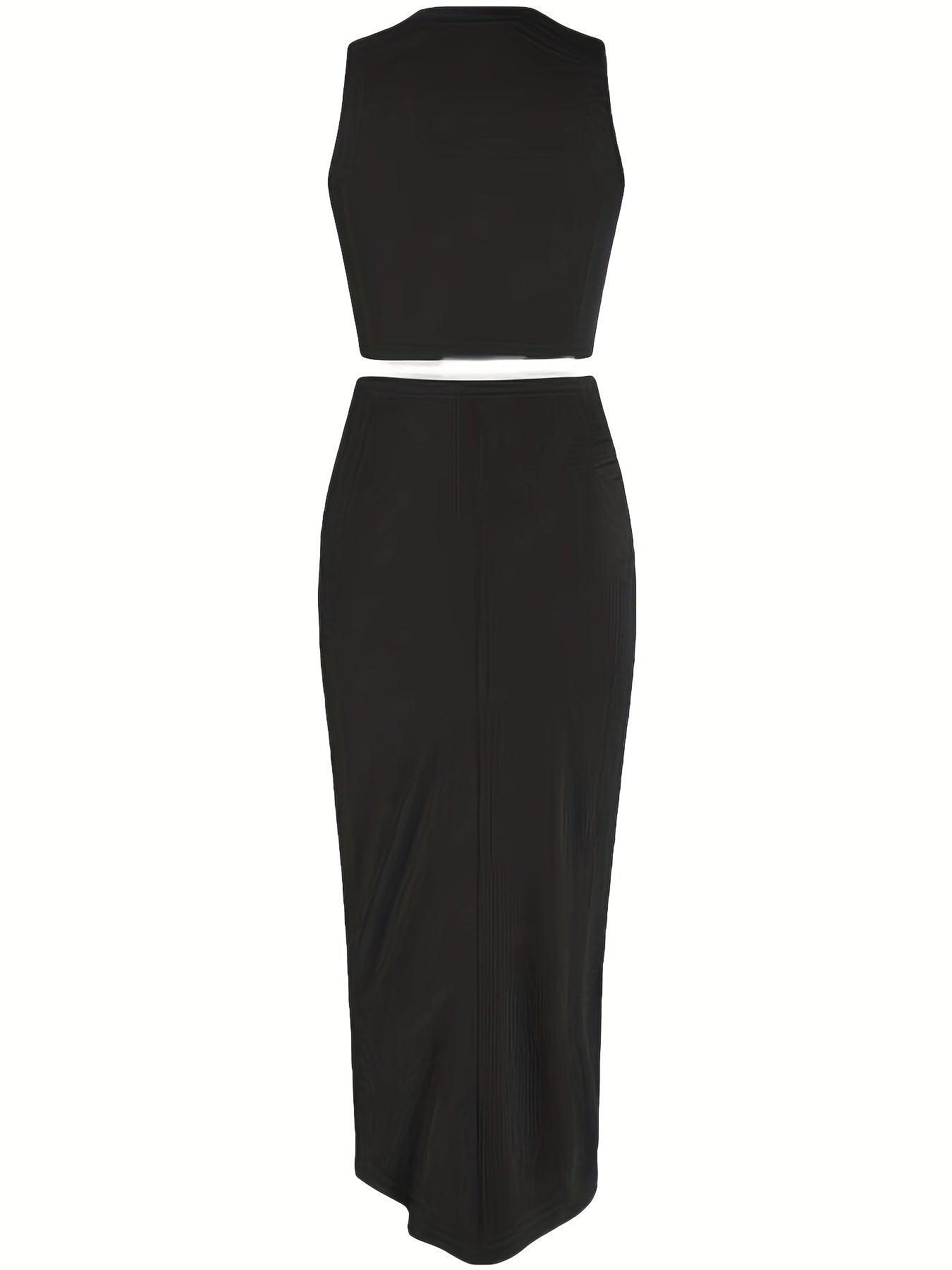 Solid Crop Tank Top & Wrap Skirt Set