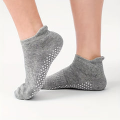 Solid Towel Bottom Yoga Socks Low Cut Non Slip Socks In Pilates Ballet Barre