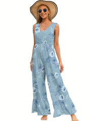 Floral Print Sleeveless Jumpsuit for Women