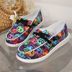 Women's Pumpkin Pattern Flat Loafers Halloween Comfy Slip On Shoes