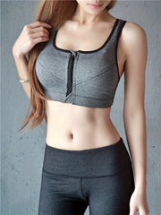 Plus Size Zip Up Cut Out Back Sports Bra Women's High Impact