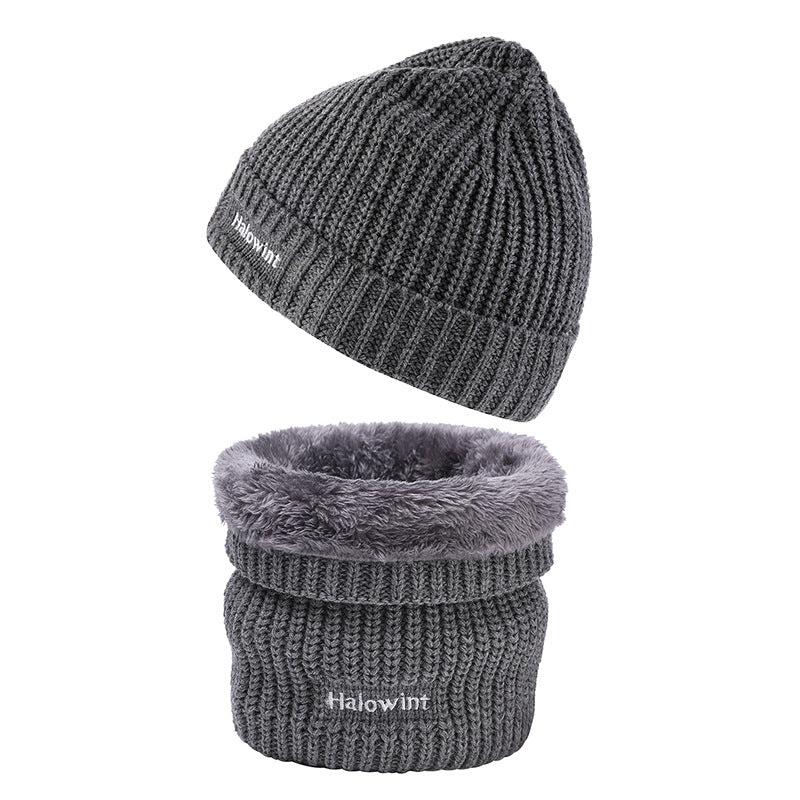 2 Pcs Autumn Winter Warm Embroidered Fleece Neck Set