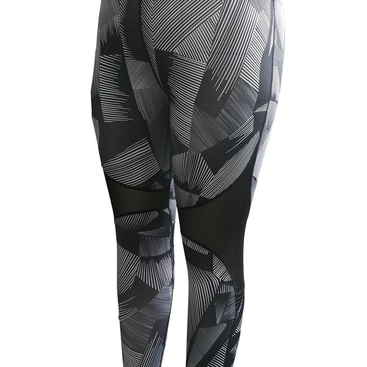 Sports Leggings Women's Plus Print Mesh Leggings