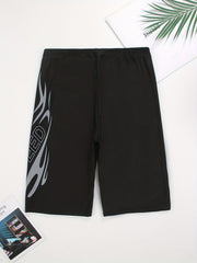Geometric Flame Pattern Speed Letter Print Quick Drying Swim Trunk