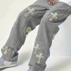 Loose Fit Baggy Jeans Men's Casual Denim Wide Leg Pants