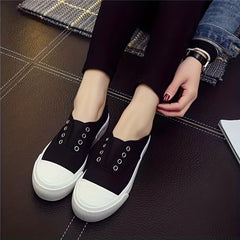 Women's Colorblock Canvas Slip-On Shoes Lightweight Outdoor Comfy Shoes