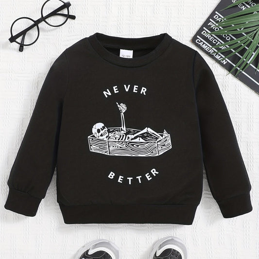 Skeleton Print Sweatshirt Halloween Party Top Baby Girls Boys T shirt