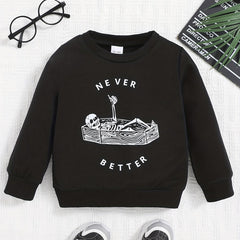 Skeleton Print Sweatshirt Halloween Party Top Baby Girls Boys T shirt
