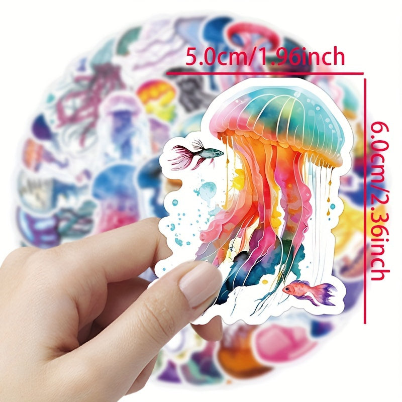 50pcs Jellyfish Graffiti Watercolor Waterproof Vinyl Stickers