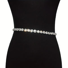 Rhinestone Inlaid Waist Chain Silvery Belly Chain Women's Dress Accessories