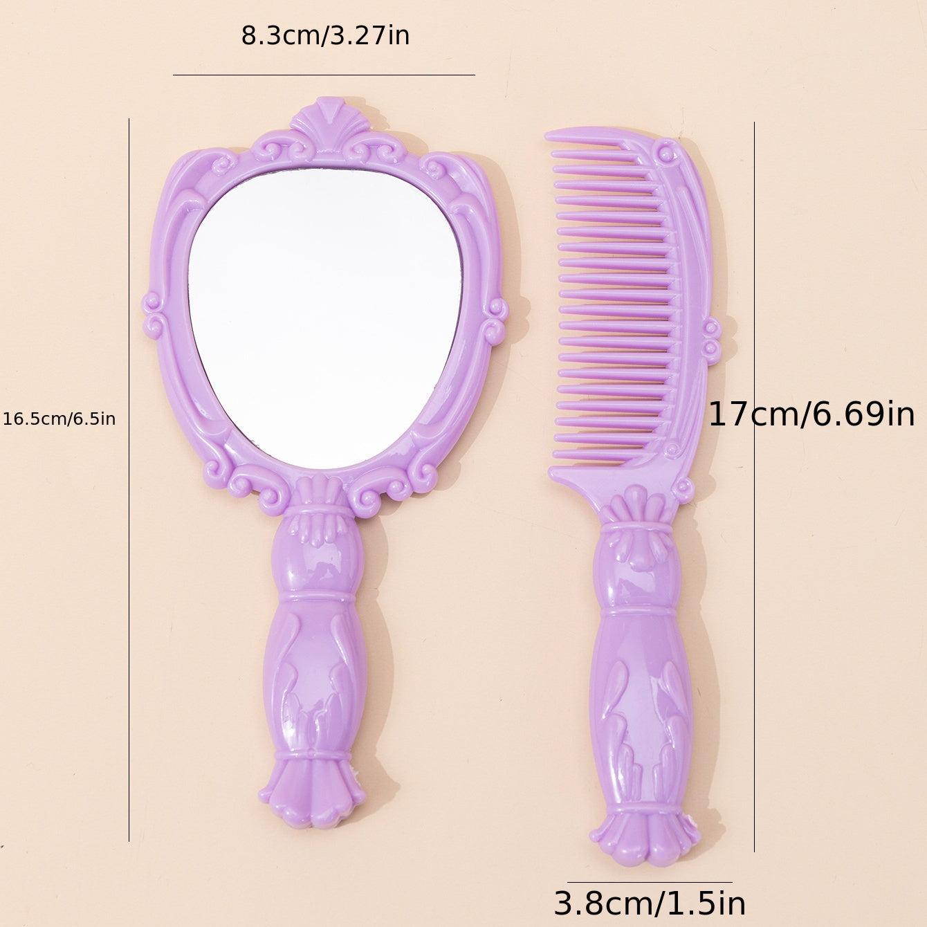 Vintage Purple Handheld Makeup Mirror Compact Purse Set