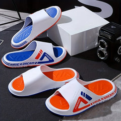 Men's Contrast Slides Non Slip Slippers Open Toe Shoes Indoor Outdoor