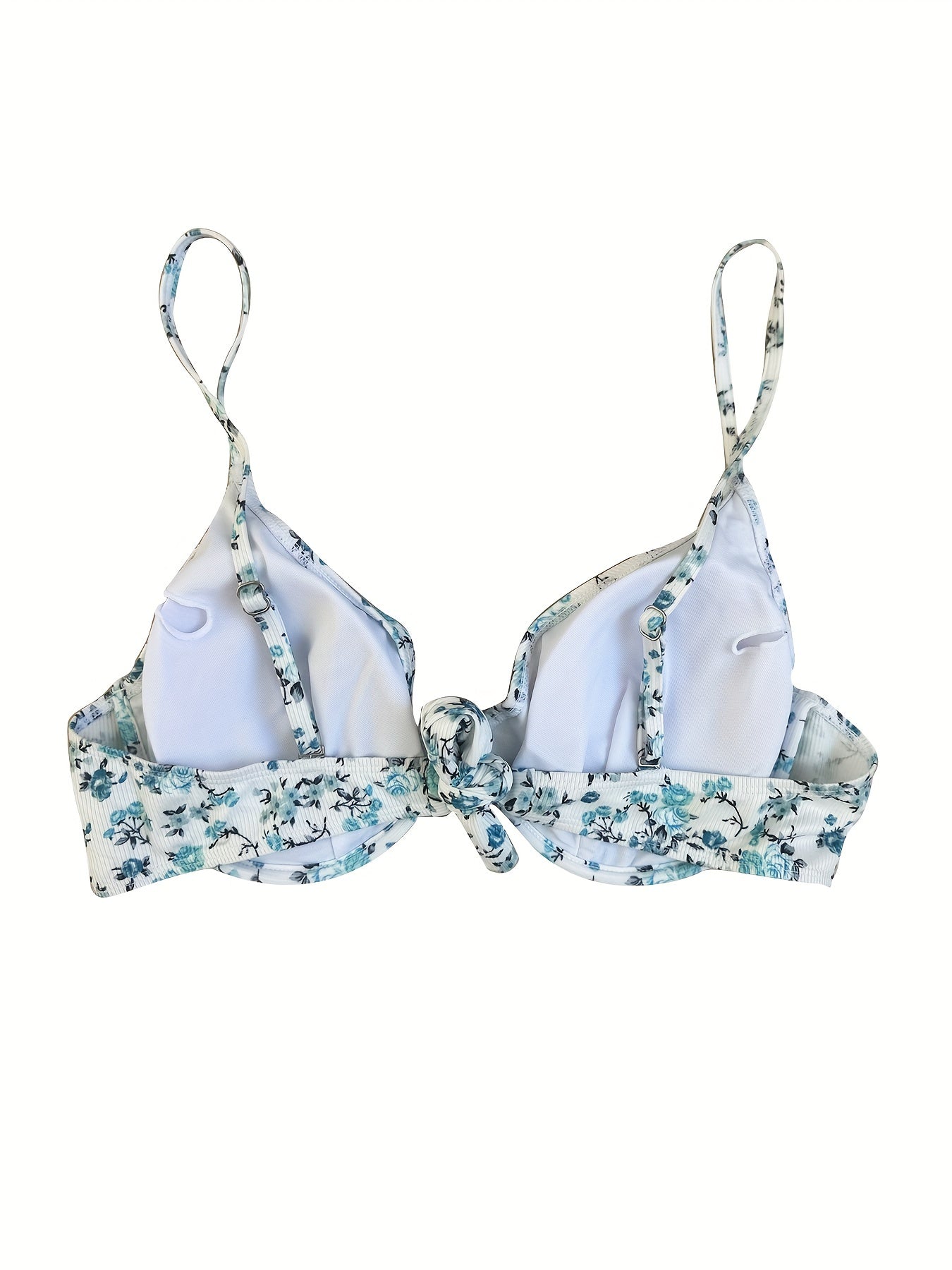 Sexy Bikini Top Women's Plus Ditsy Floral Print Tie Back Beachwear Bra