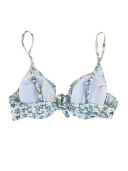 Sexy Bikini Top Women's Plus Ditsy Floral Print Tie Back Beachwear Bra