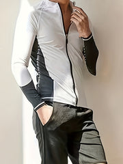 Men's Quick Drying Skinny Fit Diving Suit Long Sleeve Zip Up Wetsuit