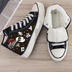 Christmas Plush Lined Thermal Chunky Canvas Sneakers