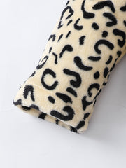 Girls Leopard Print Fleece Jacket, Winter Kids Clothes