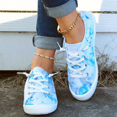 Women's Flat Canvas Lace Up Sneakers Casual Round Toe Shoes