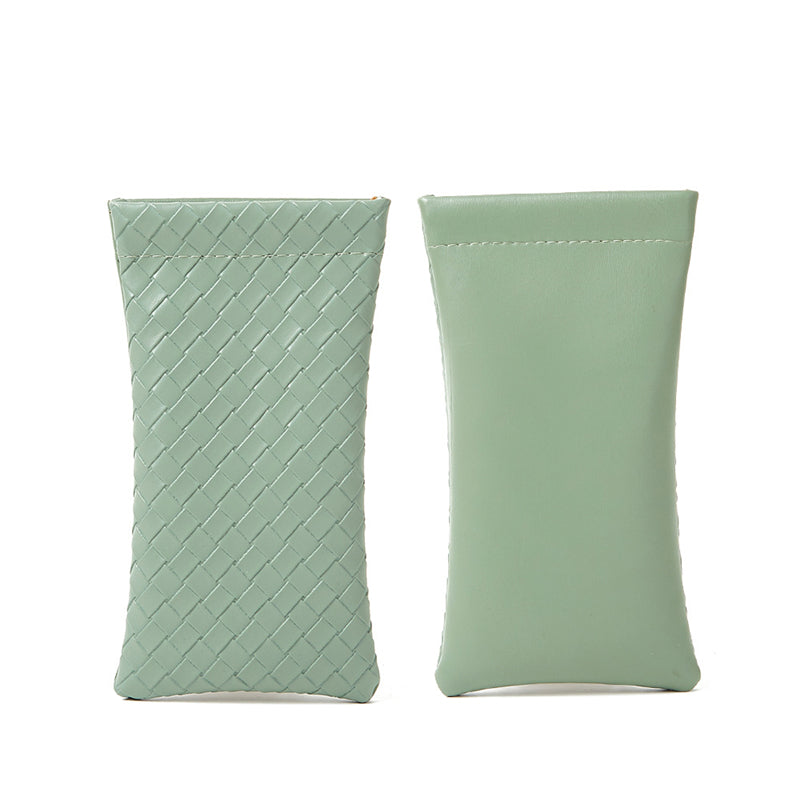 Fashionable Weave Pattern Sunglass Bag PU Leather Glasses Case Phone Bag