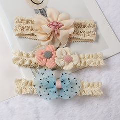 3pcs Baby Girls Lace Headband with Flower Bow Decoration Hair Accessories
