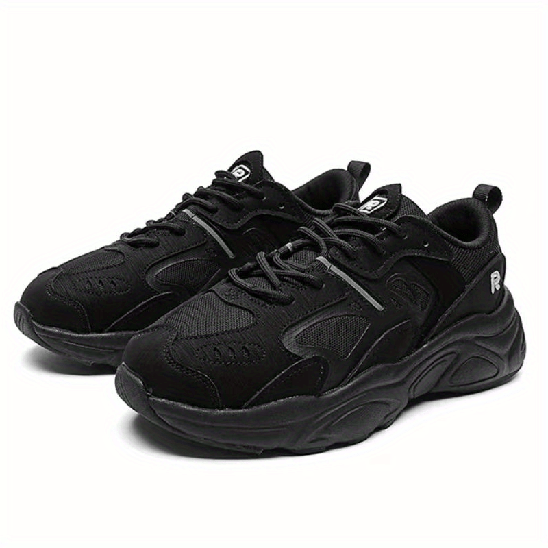 Women's Lace Up Mesh Chunky Sneakers Solid Thick Sole Running Shoes