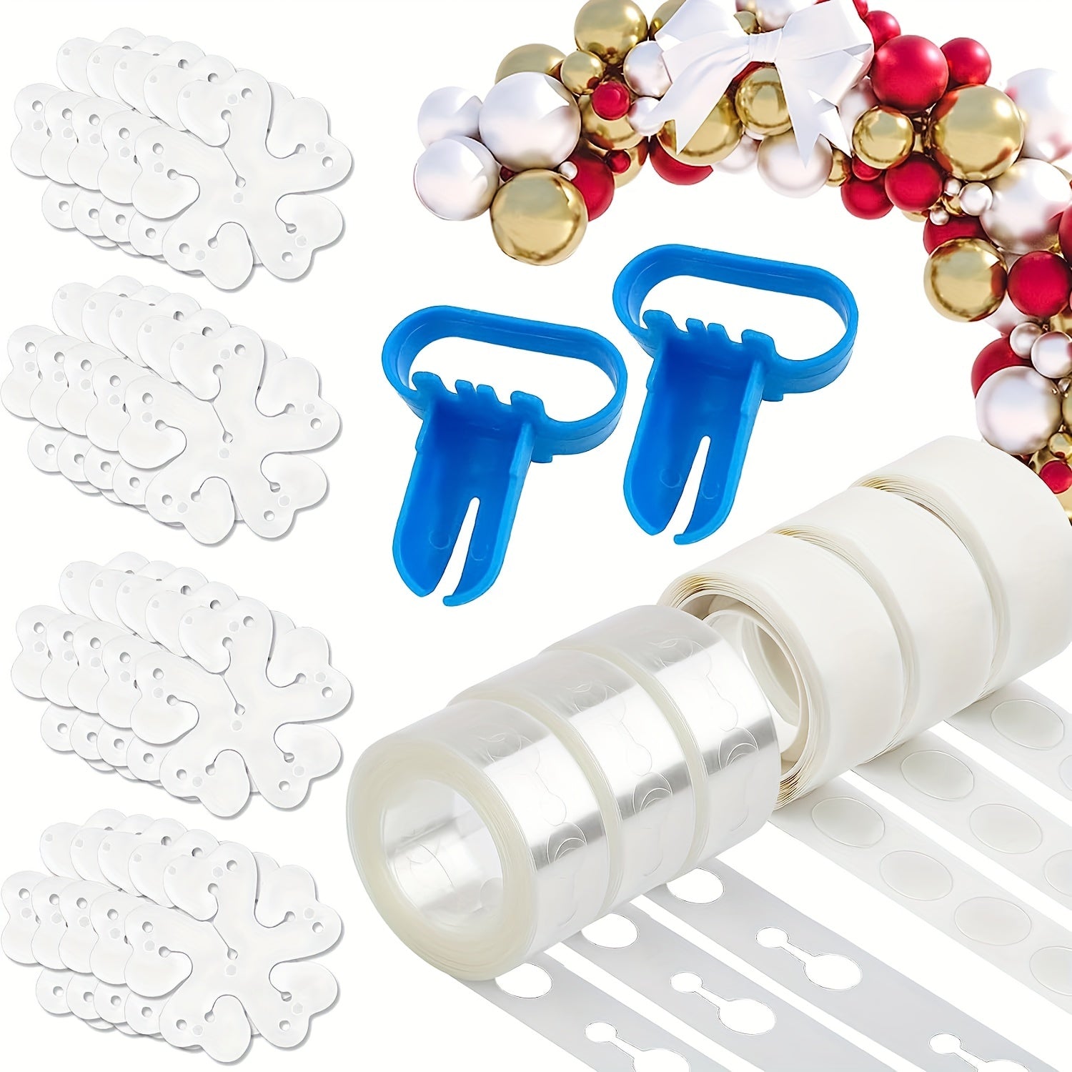 Balloon Wreath Kit 28pcs with Knotting Tool, Adhesive Stickers, Clips