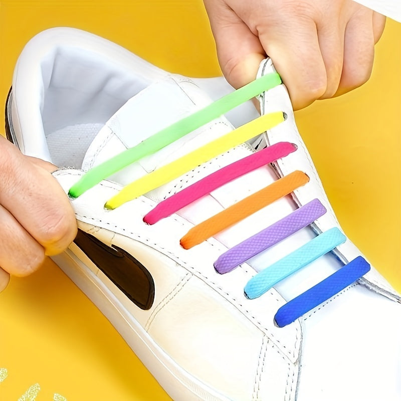 16pcs Lazy Shoelaces No Buckle Silicone Elastic No Tie Shoe Laces