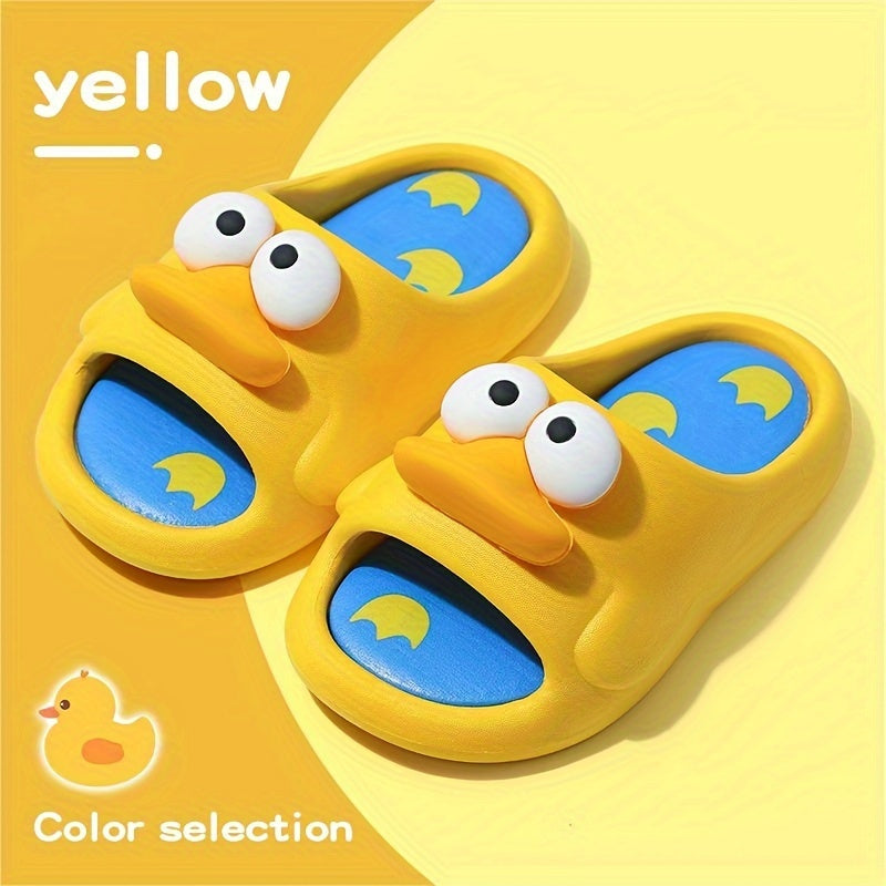 Girls Cartoon Duck Open Toe Slippers Non-Slip Lightweight Indoor Slippers