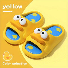 Girls Cartoon Duck Open Toe Slippers Non-Slip Lightweight Indoor Slippers