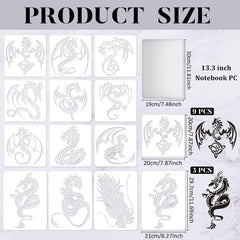 Dragon Pattern Stencils Template Set for Drawing and Painting - Craft Supplies