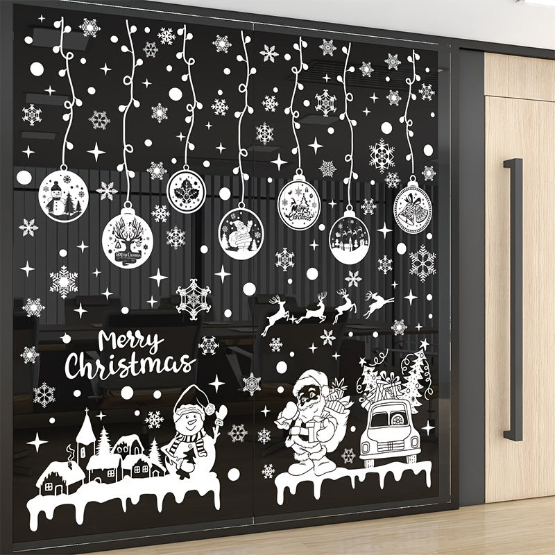237pcs Christmas Window Stickers Reusable Xmas Window Clings Decals