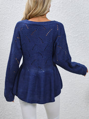 V Neck Button Front Pullover Sweater for Women