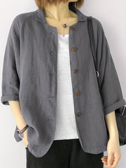Button Front Jackets Casual Turn Down Collar Long Sleeve Solid Outerwear