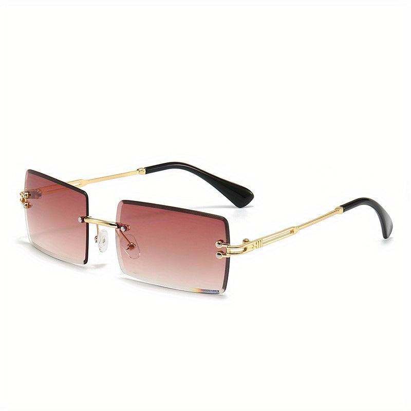 Rimless Gradient Sunglasses UV400 for Beach Travel