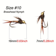 Brass Head Copper Nymph Stone Fly Fishing Bait Size 10
