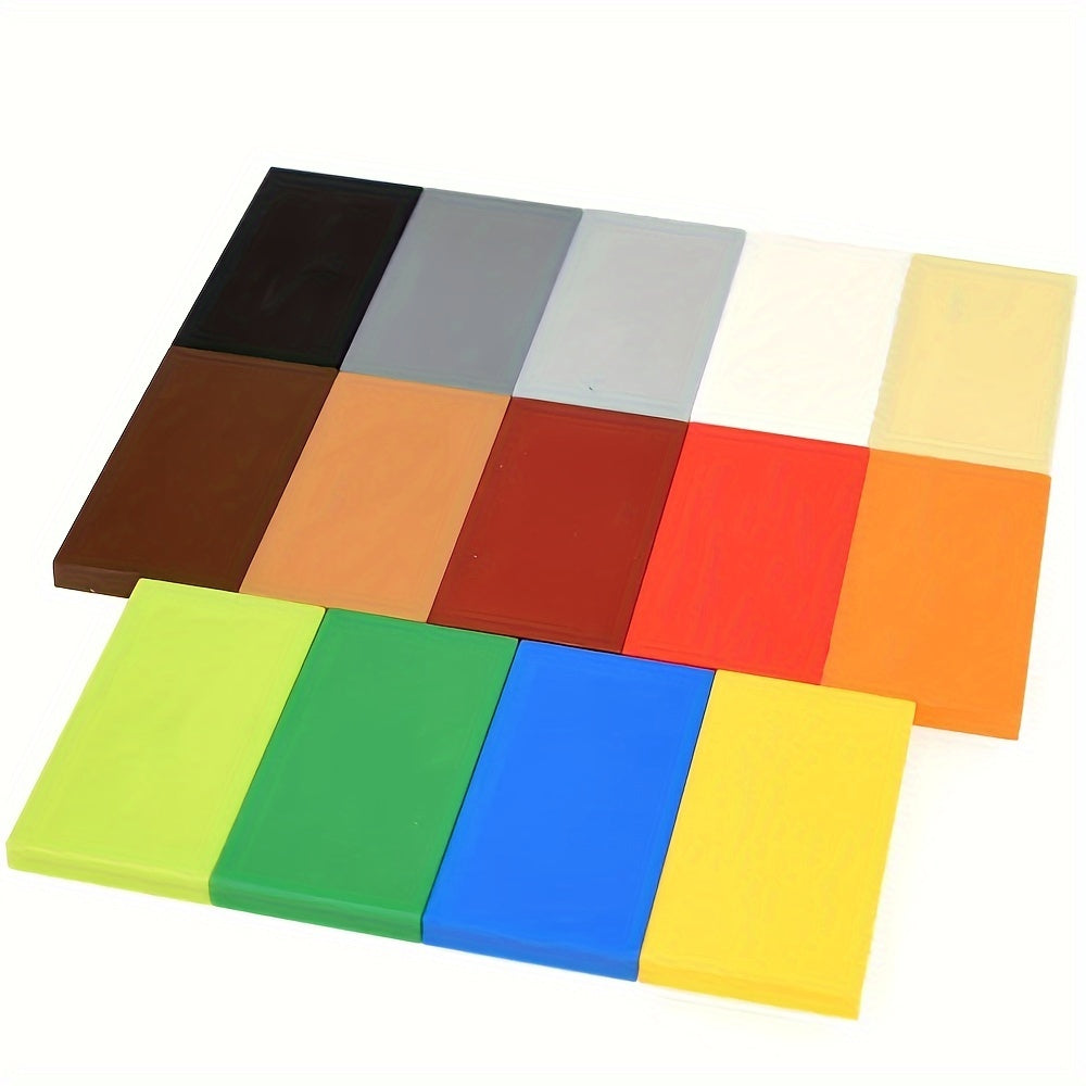 12pcs Building Block Set 2x4 Low Wall Flat Bricks Mixed Colors ABS Construction