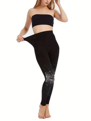 Glitter Rhinestone Skinny Leggings High Waist Stretchy Casual Leggings