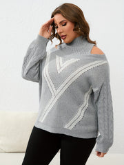 Geo Print Cold Shoulder Knit Top