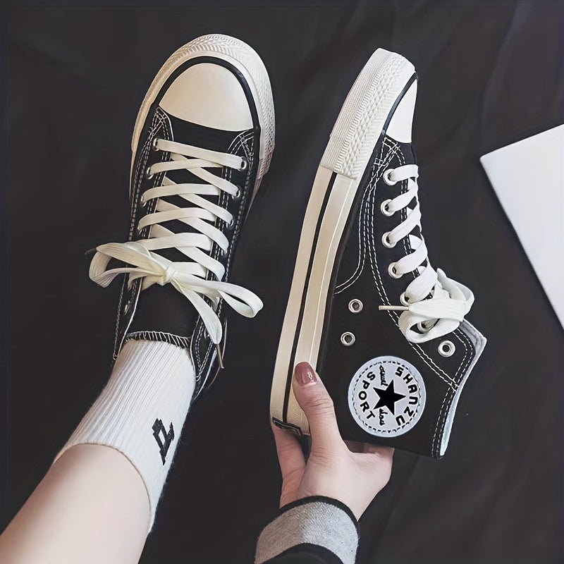 Women's High Top Canvas Sneakers Lace Up Outdoor Shoes