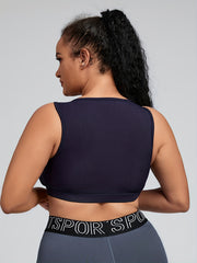 Sports Bra Ribbed Piping V Neck Medium Stretch Bra