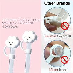 7pcs Cartoon Straw Tip Covers Reusable Silicone Straw Stoppers Cup Accessories