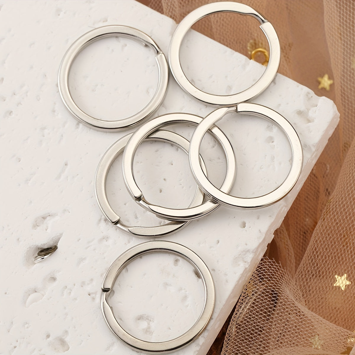20pcs Stainless Steel Key Rings for Keychain DIY 20-35mm