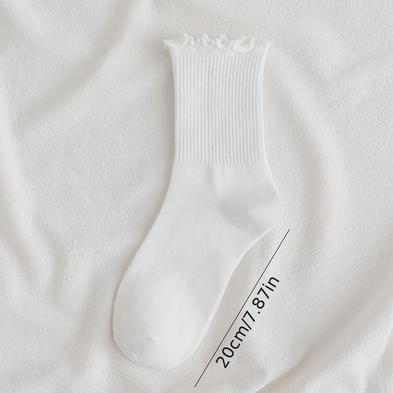 6 Pairs Teen Girl's Soft Crew Socks for Outdoor Wear