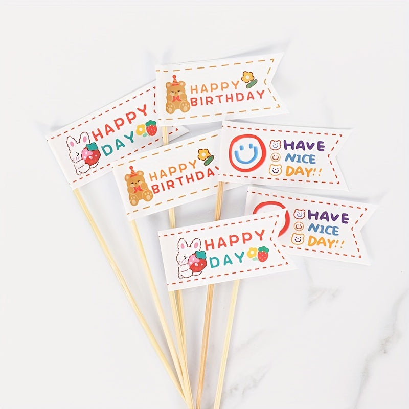 14pcs Smiling Bears Flags Cake Decoration Birthday Party Decor