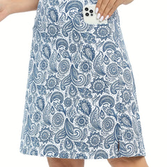 Paisley Print High Waist Pocket Skirt for Women