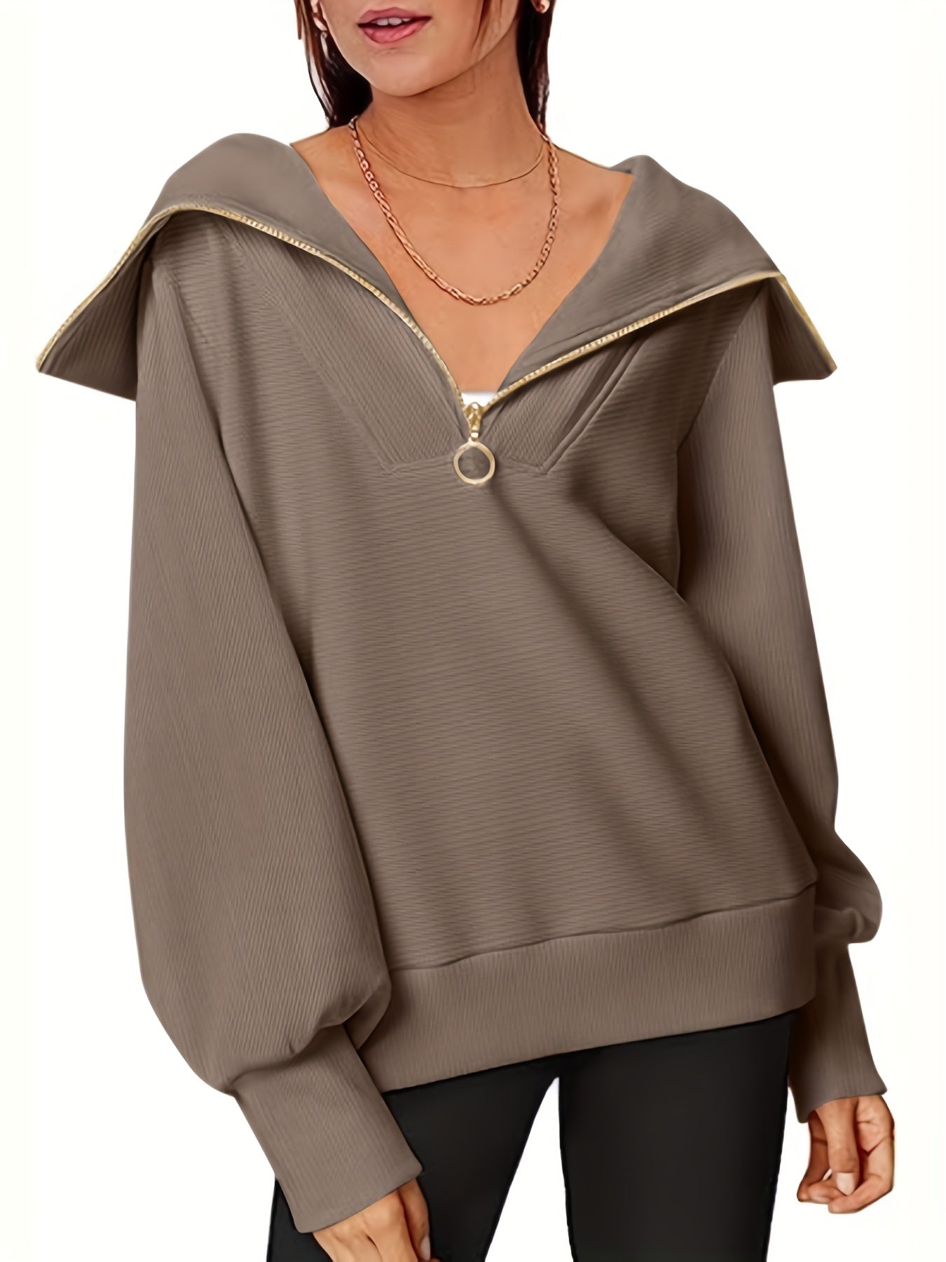 Casual Quarter Zip Pullover Sweatshirt for Women