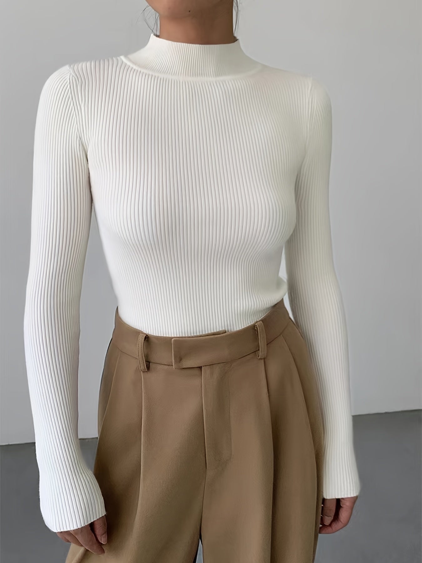 Women's Ribbed Mock Neck Knit Sweater