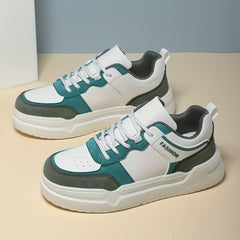Women's Block Faux Leather Chunky Sneakers for Outdoor Sports